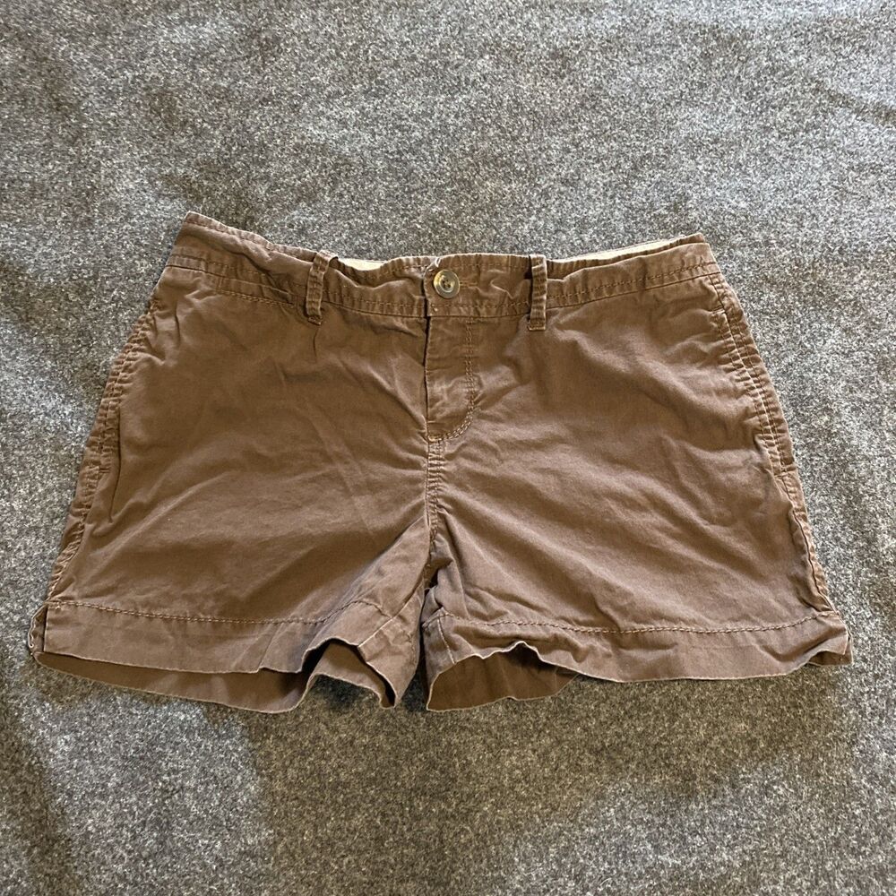 Old Navy Womens Size 6 Mid Rise Chino Shorts Brown Casual 100% Cotton